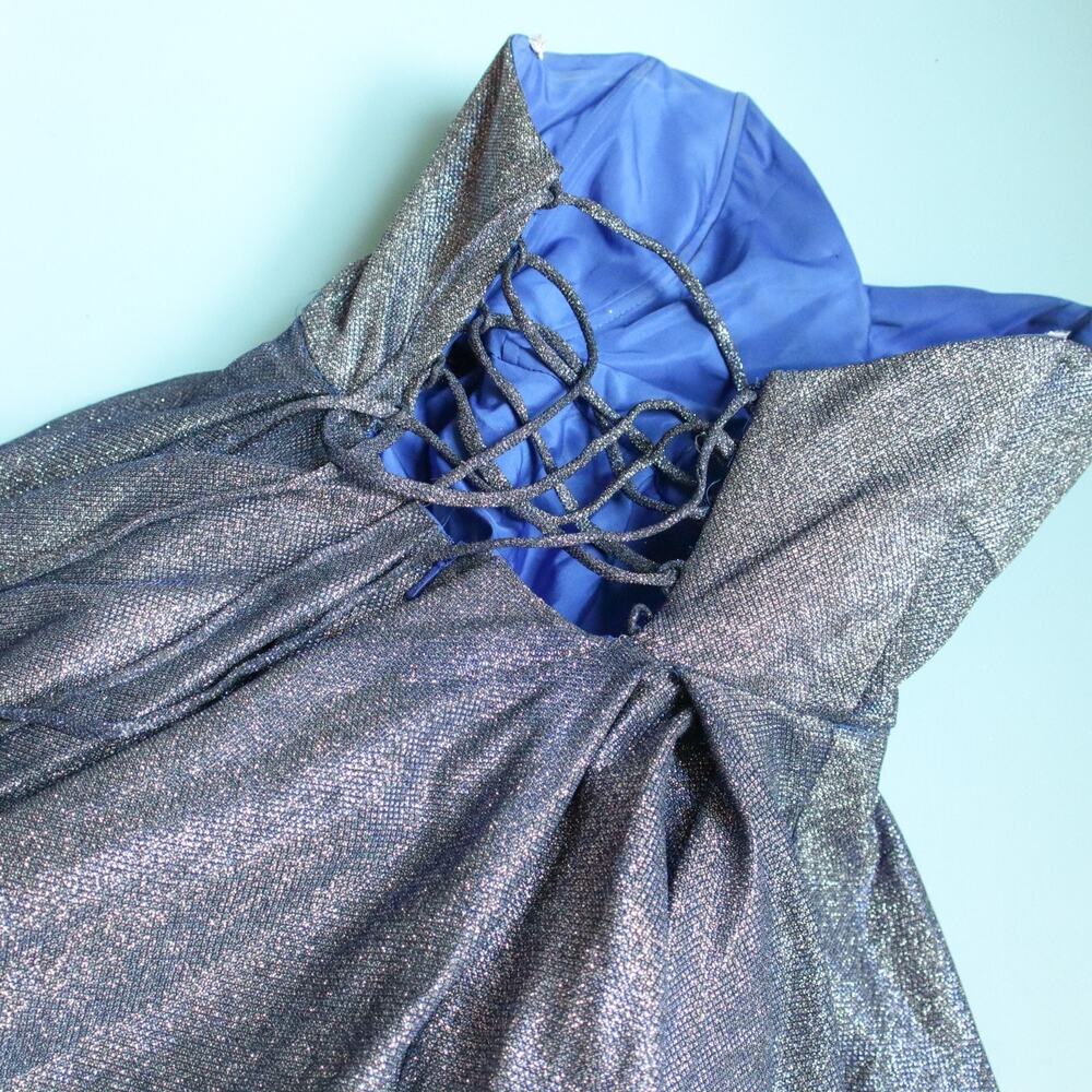 Sherri Hill Blue Shimmer Strapless Ball Gown Size 4 Full Skirt 52959 Princess - Picture 12 of 13